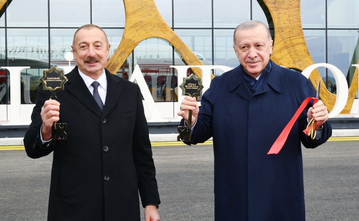 Inauguration ceremony of Fuzuli International Airport was held President Ilham Aliyev and President Recep Tayyip Erdogan attended the opening ceremony