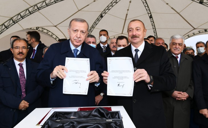 Azerbaijani, Turkish presidents laid foundation stone for Zangazur corridor-Horadiz-Jabrayil-Zangilan-Aghband highway