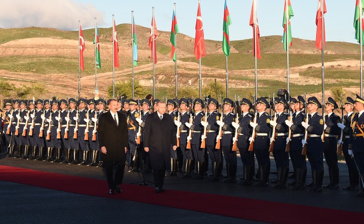Official welcome ceremony was held for Turkish President Recep Tayyip Erdogan in Aghali village, Zangilan district 