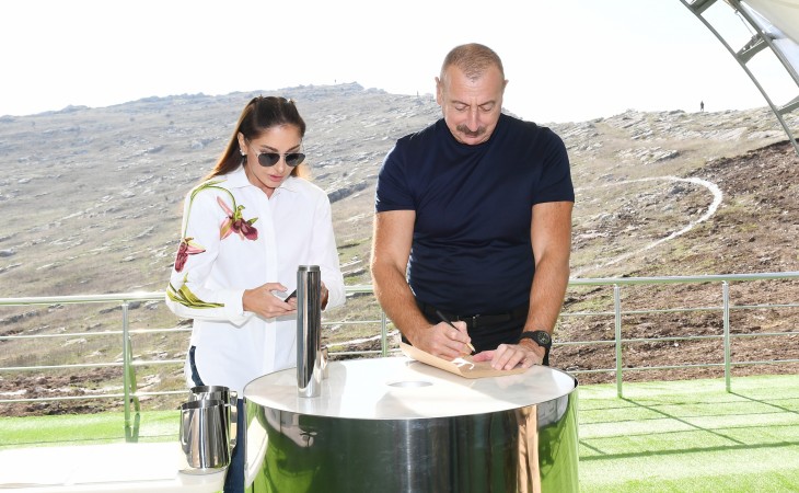 President Ilham Aliyev and First Lady Mehriban Aliyeva laid foundation stone for Shusha Radio and Television Broadcasting Station