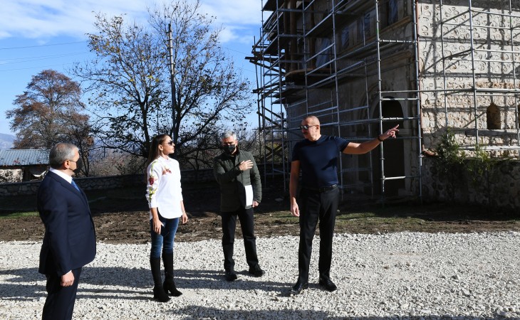 President Ilham Aliyev and First Lady Mehriban Aliyeva viewed restoration work carried out at Mehmandarovs' Estate Complex in Shusha