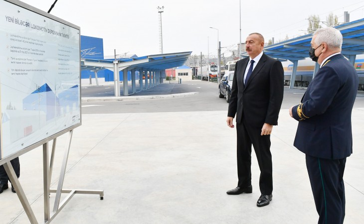 President Ilham Aliyev attended opening of new Bilajari locomotive depot