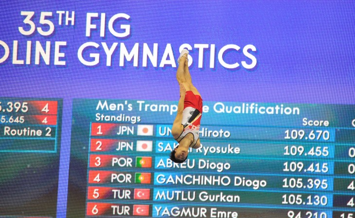 “Bakı-2021”: Kişi batutçuların yarışında Yaponiya gimnastları liderliyə yüksəliblər
