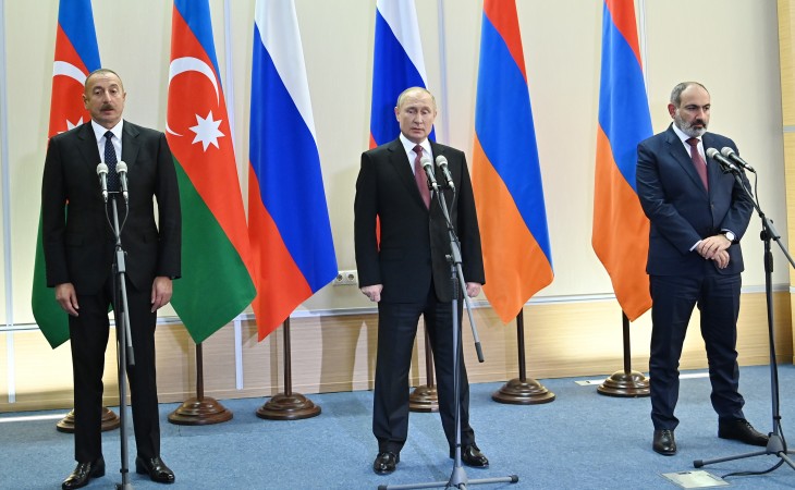 Russian President, Azerbaijani President and Armenian Prime Minister made press statements