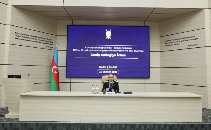 Baş Prokurorluqda 2021-ci ildəki fəaliyyətin yekunlarına dair geniş kollegiya iclası keçirilib