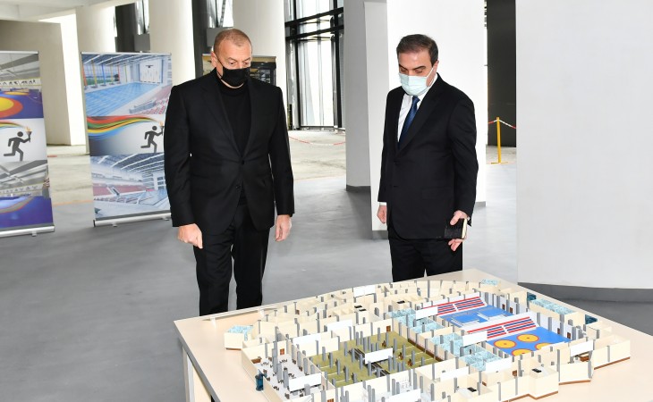 President Ilham Aliyev viewed construction progress at Ganja Sports Palace