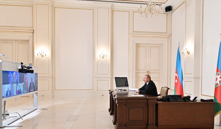 President Ilham Aliyev, President of France, President of European Council and Prime Minister of Armenia held a video conference