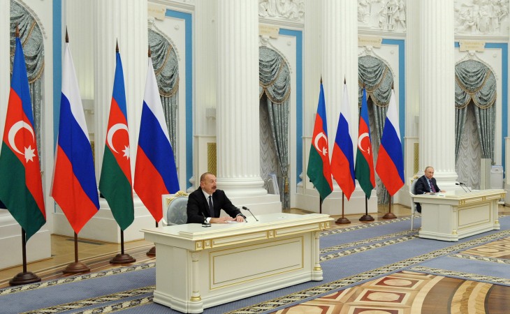 President Ilham Aliyev, President Vladimir Putin made press statements