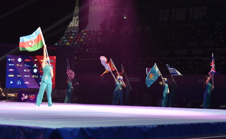 Bakıda akrobatika gimnastikası üzrə 12-ci dünya yaş qrupları yarışlarının təntənəli açılış mərasimi olub