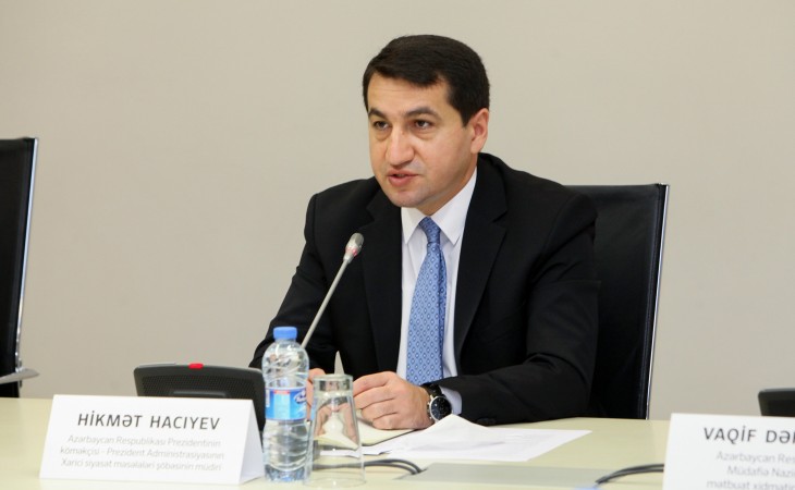 Hikmət Hacıyev: Ermənistan çətin vəziyyətə düşən kimi yenə də mülki obyektləri hədəf almağa başladı