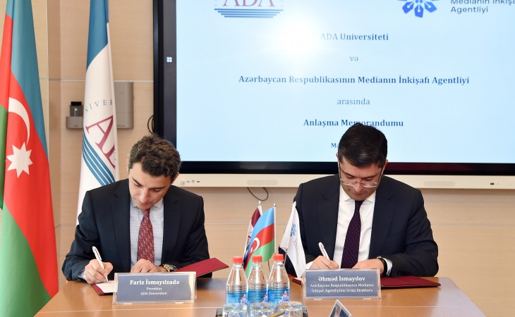 Medianın İnkişafı Agentliyi ilə ADA Universiteti arasında əməkdaşlıq memorandumu imzalanıb