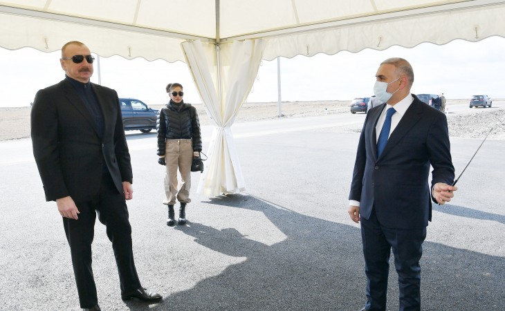 President Ilham Aliyev and First Lady Mehriban Aliyeva visited Sugovushan settlement, Tartar district  Presentation of a modern insulated and protected cable line was held in Sugovushan settlement