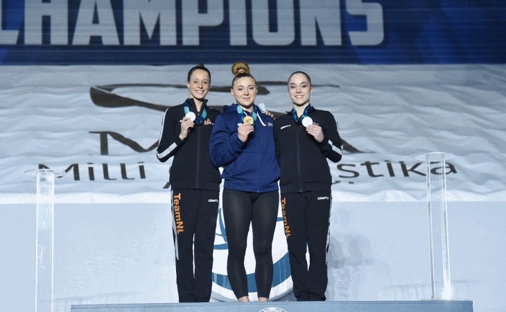 Fransa gimnastı Lorett Şarpi Bakıda qızıl medal qazanıb
