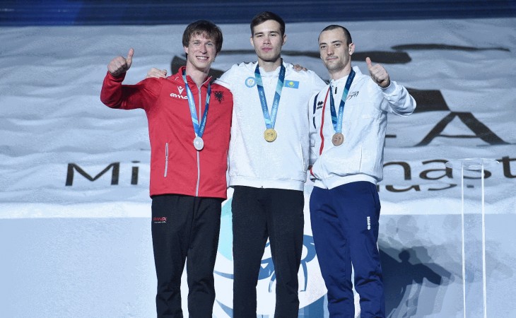 Qazaxıstan idmançısı Nariman Kurbanov Milli Gimnastika Arenasında fərqlənib