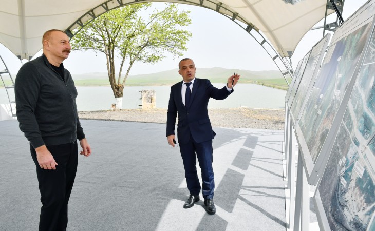President Ilham Aliyev viewed restoration work to be carried out at Kondalanchay reservoirs and construction of Ahmadbayli-Fuzuli-Shusha highway and tunnels on the road, major overhaul of administrative building and construction of conference hall in Shusha