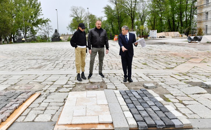 President Ilham Aliyev and First Lady Mehriban Aliyeva viewed restoration work carried out in administrative building and Shirin Su Bath in Shusha
