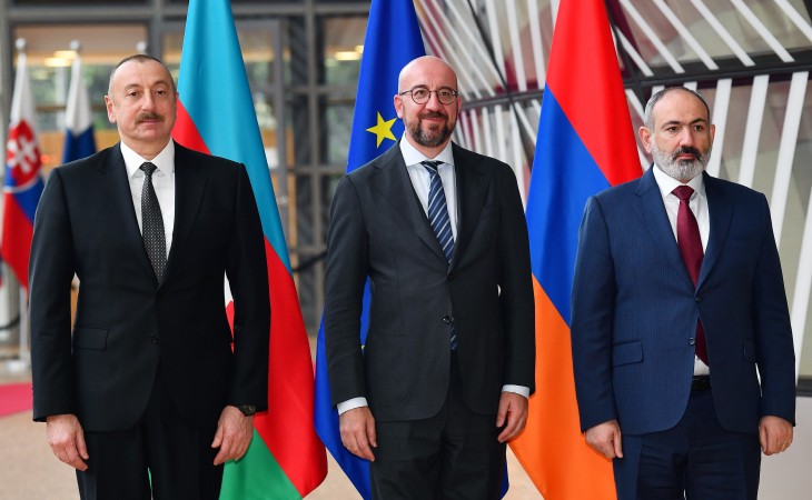 A meeting of President Ilham Aliyev with President of European Council and Prime Minister of Armenia gets underway in Brussels