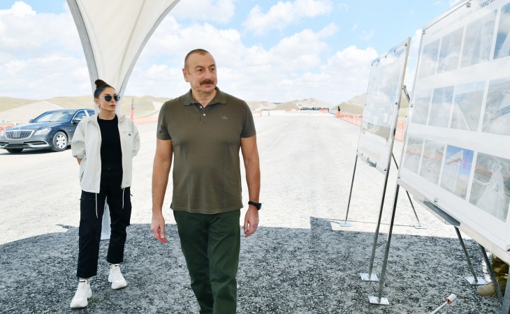 President Ilham Aliyev and First Lady Mehriban Aliyeva viewed construction of Horadiz-Jabrayil-Zangilan-Aghband highway