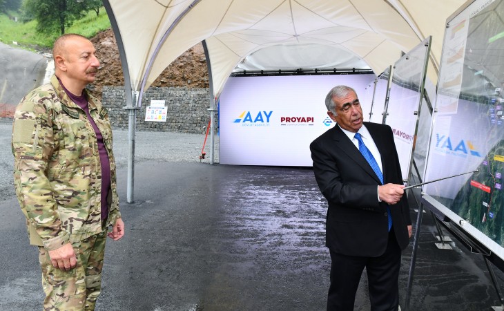 President Ilham Aliyev viewed construction of two tunnels in Goygol district
