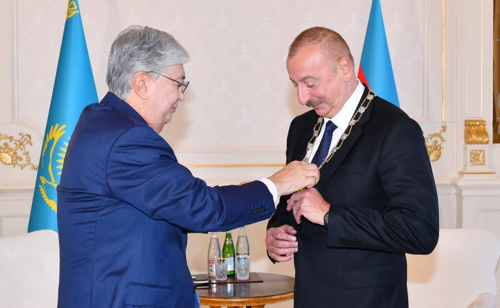President of Azerbaijan Ilham Aliyev was awarded highest order of Kazakhstan “Altyn Kyran” – “Golden Eagle”
