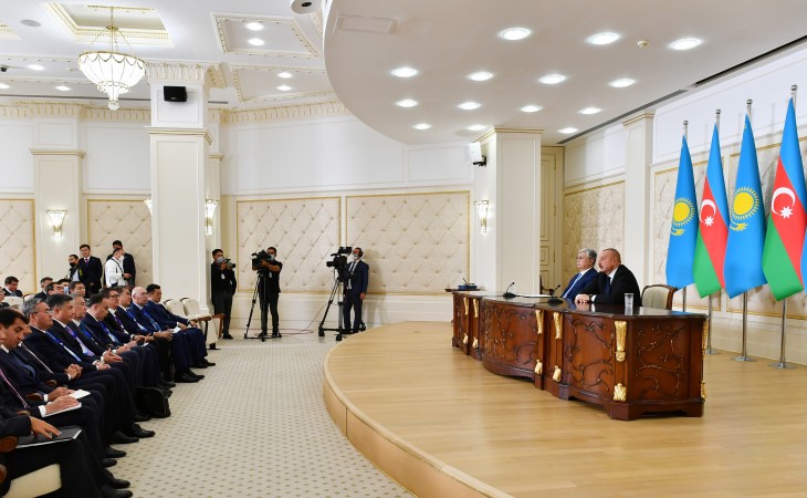 Presidents of Azerbaijan and Kazakhstan made press statements