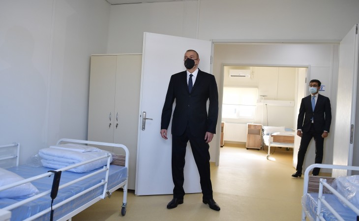 Qobustanda koronaviruslu xəstələrin müalicəsi üçün nəzərdə tutulan modul tipli xəstəxananın açılışı olub