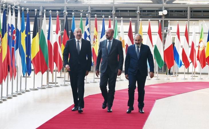 Meeting of President Ilham Aliyev, President of European Council Charles Michel and Prime Minister of Armenia Nikol Pashinyan kicked off in Brussels 
