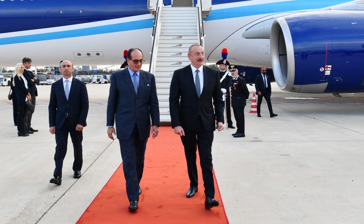 President Ilham Aliyev arrived in Italy for working visit