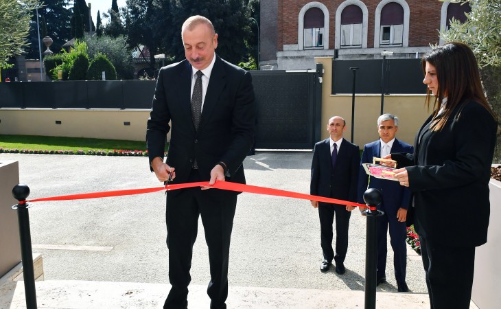 New building of Azerbaijani Embassy in Italy opened in Rome President Ilham Aliyev attended the inauguration