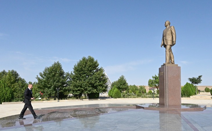 President Ilham Aliyev arrived in Gobustan district for visit