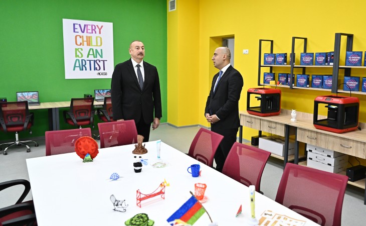 President Ilham Aliyev viewed conditions created at newly-built school No2 in Saray settlement
