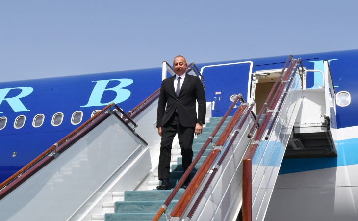 President Ilham Aliyev arrived in Uzbekistan for visit