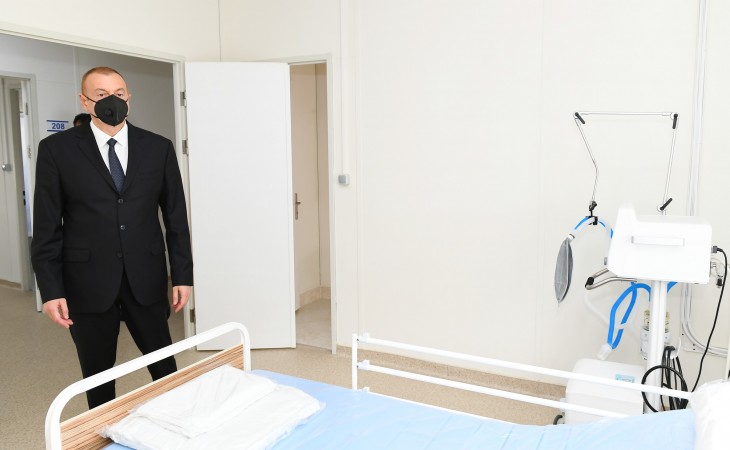 Prezident İlham Əliyev Şəkidə modul tipli xəstəxanada yaradılan şəraitlə tanış olub