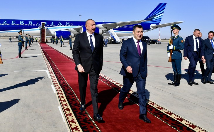 President Ilham Aliyev arrived in Kyrgyzstan for state visit