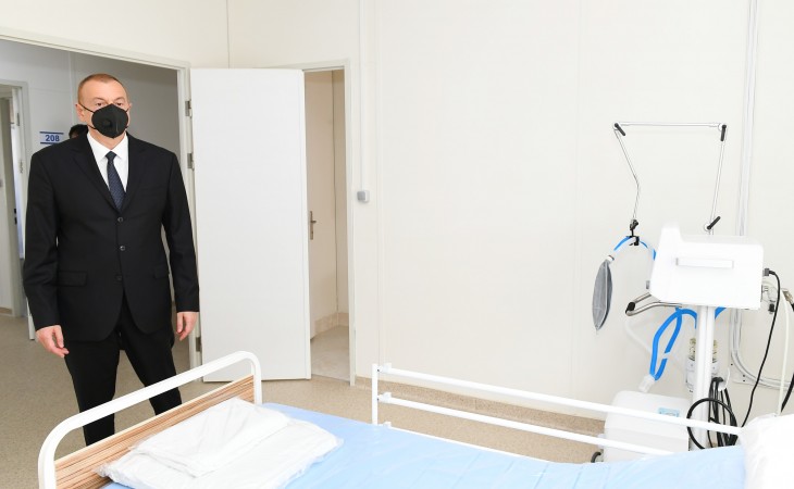 President Ilham Aliyev viewed conditions created at modular hospital in Shaki