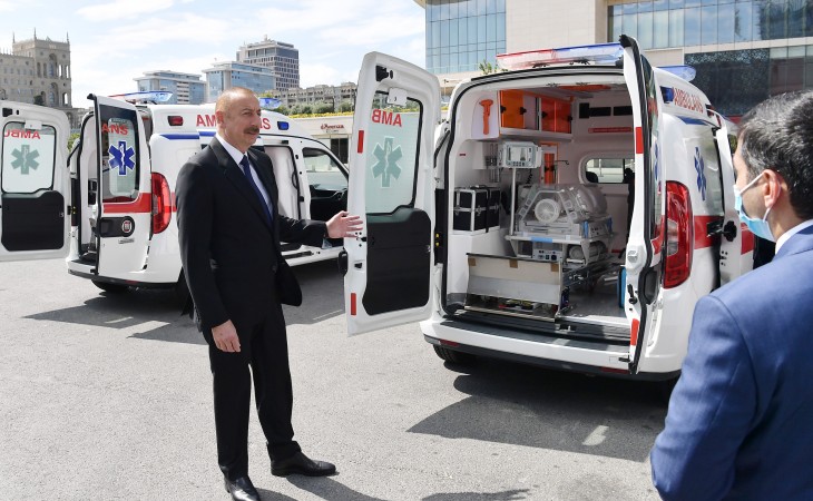 President Ilham Aliyev viewed new ambulances delivered to Azerbaijan