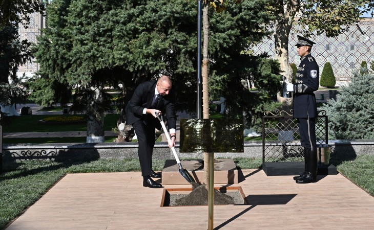 Heads of state and government attending Summit planted trees in Registan Square, Samarkand