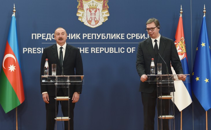 Azerbaijani, Serbian presidents made press statements