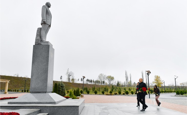 President Ilham Aliyev and First Lady Mehriban Aliyeva visited Shaki district They visited statue of national leader Heydar Aliyev