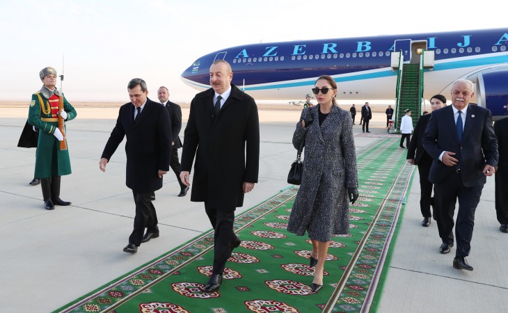 President Ilham Aliyev arrived in Turkmenistan for working visit 