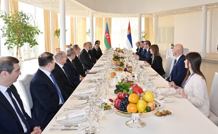 Dinner was hosted on behalf of President Ilham Aliyev in honor of President of Serbia Aleksandar Vucic