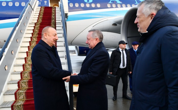 President Ilham Aliyev arrived in Saint Petersburg for working visit