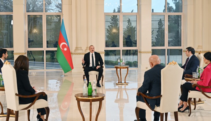 President Ilham Aliyev was interviewed by local TV channels