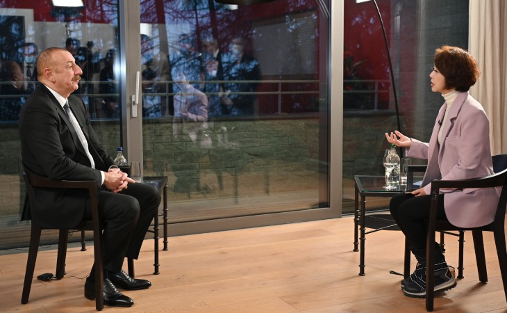 President Ilham Aliyev was interviewed by China's CGTN TV channel in Davos