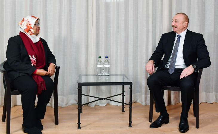 President Ilham Aliyev met with Executive Director of UN Human Settlements Programme in Davos