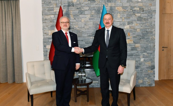President Ilham Aliyev met with President of Latvia in Davos